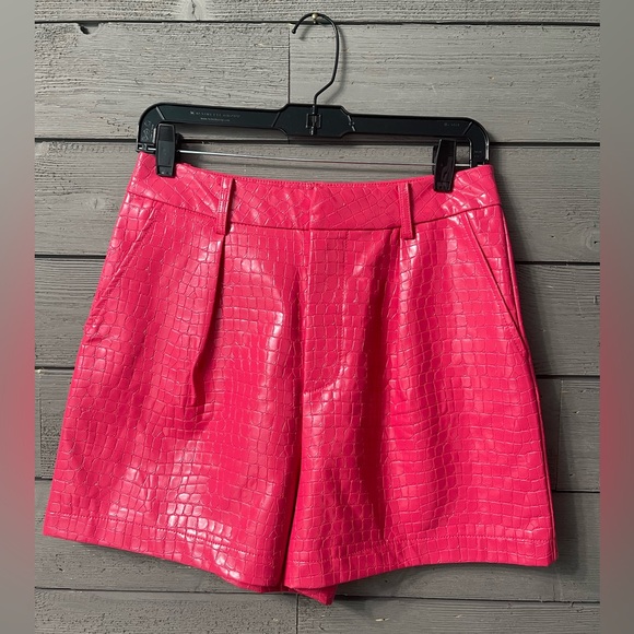 NWT 2pc 7 For All Mankind Pink Croc Leather Corset Crop Top Shorts Set Sz Small - Picture 9 of 16